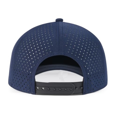 BOTVELA Men Adjustable Snapback Laser Cut Mesh Baseball Cap - color: Navy
