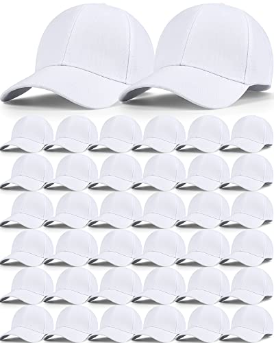 Foaincore 36 Pack Blank Baseball Cap Bulk Adjustable Back Strap Sublimation Hats Plain Unisex Trucker Hat for Men Women - color: White