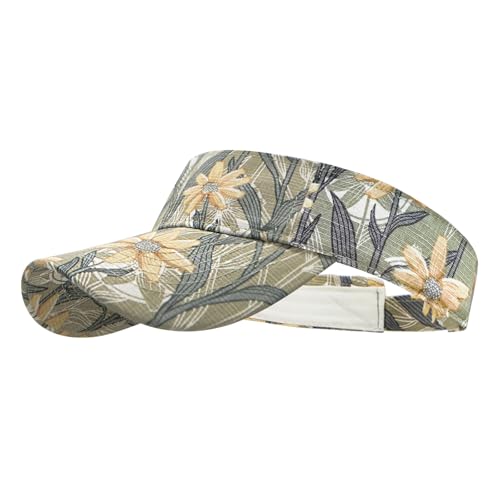 YAMEIZE Leopard Sun Visors for Women Men - Cheetah Print Running Golf Tennis Sun Hat Adjustable Ponytail Cap for Sport - color: Khaki