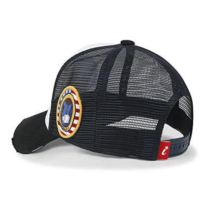 ililily NASA Meatball Logo Embroidery Baseball Cap Apollo 1 Patch Trucker Hat - color: Black & White - Premium, size: Large