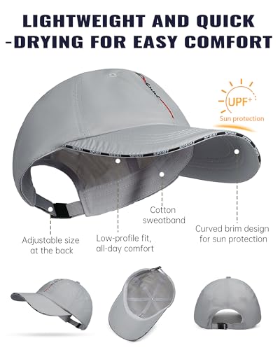 Croogo Quick Dry Running Hat Sun UPF 50+ Lightweight Baseball Cap for Men - color: Cp13-light Gray