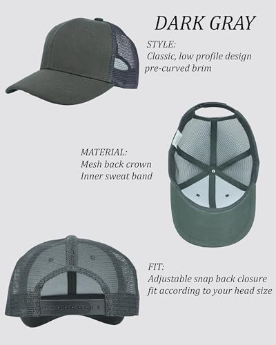 Gelante Mesh Trucker Hat Baseball Cap Structured Front Panel Wholesale LOT 12 Pack - color: Dark Gray