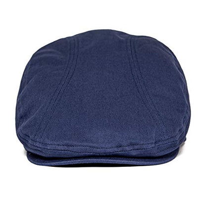BOTVELA Men Cotton Twill Newsboy Flat Hat Fitted Cap - color: Navy, size: 7 3/8