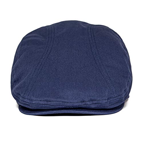 BOTVELA Men Cotton Twill Newsboy Flat Hat Fitted Cap - color: Navy, size: 7 1/8