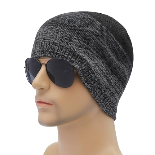 ZLYC Men Fashion Knit Fisherman Beanie Hat Winter Warm Thick Skull Cap - color: Mixed Dary Gray