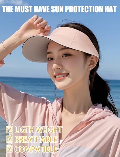 63g ONLY Ultra-Lightweight Foldable Sun Visor Hat for Women, 99% UV Block, Foldable & Packable Beach Outdoor Travel Cap - color: Blue