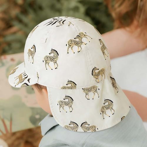 Baby Boys Girls Sun Hat 100% Cotton Flap Hat,Toddler Kids Hats with Neck Protection,Summer Essentials for Baby - color: Beige Yellow Zebra, size: 6-12 Months