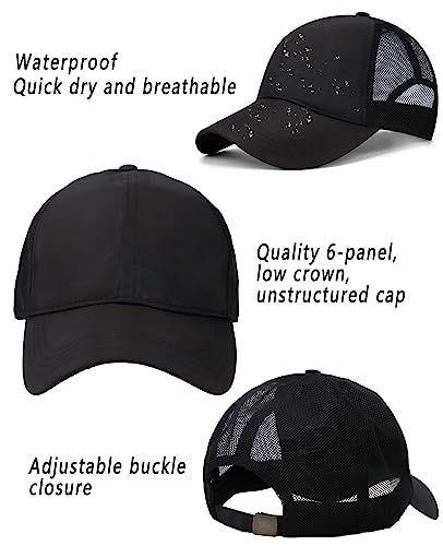 Oversize XXL Baseball Cap for Big Heads 23.6"-25.6", Extra Large Cotton Baseball Hat, Plus Size Unstructured Dad Hats - color: Mesh Quick Dry - Black