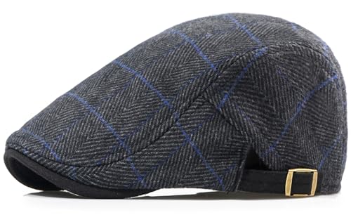 Men's Cotton Newsboy Hats Flat Ivy Gatsby Cap Irish Cabbie Ivy Driving Hunting Hat - color: Checkered Black