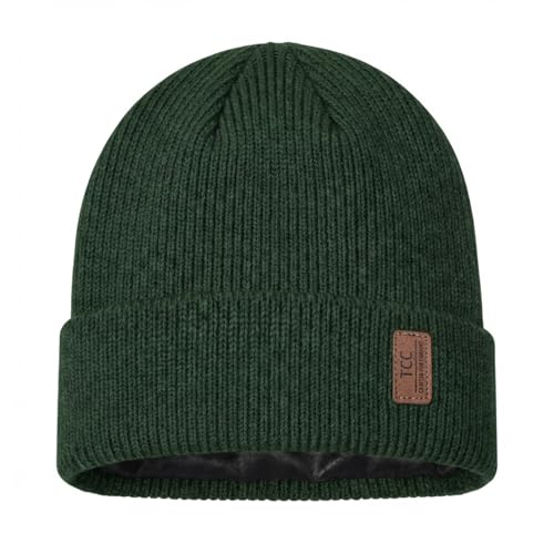 Beanie Fleece Lined Soft for Men Women | Winter Hats Warm Double Layered Stylish Knited Cuffed Plain Beanie Skull Cap | - color: A03- Army Green