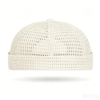 Brimless Hats for Men Breathable Brimless Docker Hat Lightweight Mesh Skull Cap Beanie Hats - color: Beige