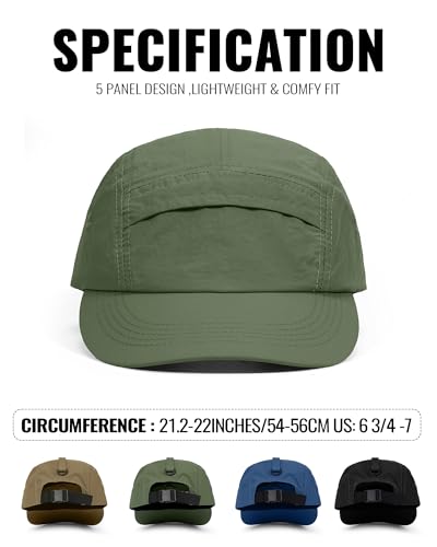 Croogo 5 Panel Running Hat Quick Dry Baseball Cap Sun UV Sports Outdoor Cap - color: Gd50-green