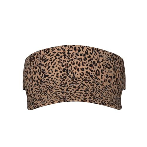 Unisex Sports Sun Visor Hats Adjustable Lightweight Packable Printed Empty Top Cap for Running Pickleball Golf Tennis - color: Classic Brown Leopard