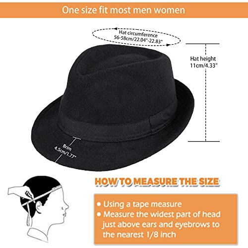 Unisex 20s Trilby Fedora-Hat Manhattan Short-Brim Structured Gangster Hat