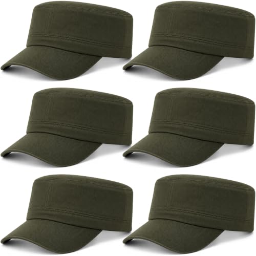 Eurzom 6 Pcs Cadet Cap Military Hat for Men Women Adjustable - color: Army Green