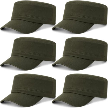 Eurzom 6 Pcs Cadet Cap Military Hat for Men Women Adjustable - color: Army Green