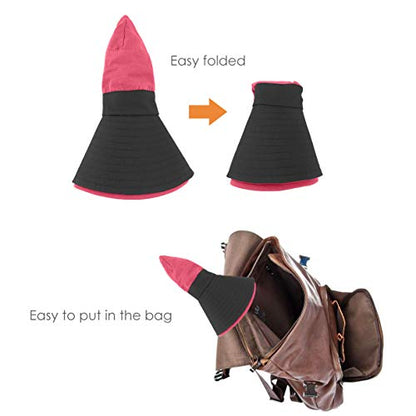 IYEBRAO Kids UV Sun Hat with Ponytail Hole UPF 50 Bucket Cap for Girls Summer Beach ＆ Fishing - color: Watermelon Red