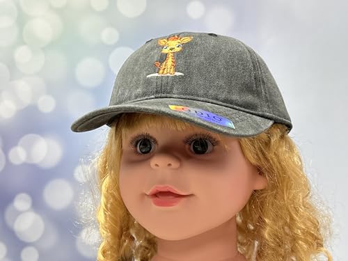 Adjustable Embroidery Animal Baseball Hat for Kid Toddler Child - color: Standing Giraffe (Washed Black)