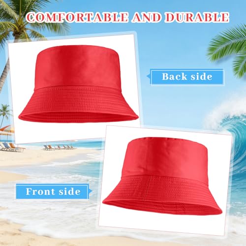 12/24/36 Pcs Bucket Hats for Men Women Bulk - color: Red, size: Medium