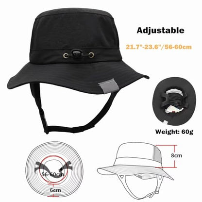 Mens Womens Surf Bucket Hat Waterproof UPF50+ Foldable Beach Sun Hats - color: Black