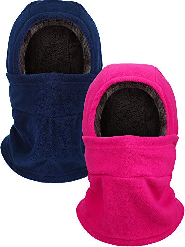 Geyoga Winter Fleece Balaclava Hat for Men Women - color: Blue, Rose Red