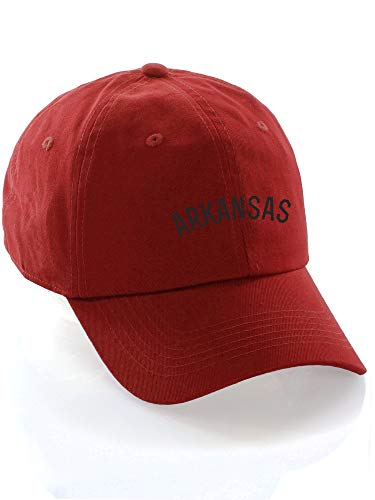 Daxton USA Cities Baseball Dad Hat Cap Cotton Unstructure Low Profile Strapback - color: Arkansas Red Black