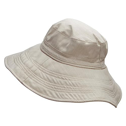 e4Hats.com Big Size Ladies Linen Wide Brim Hat - color: Beige, size: X-Large