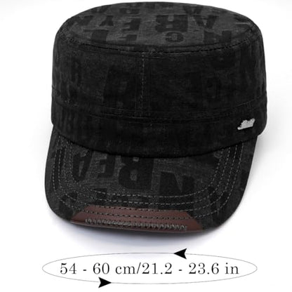 Cadet Hat Flat Top Hats Army Military Caps for Men Women - color: Black C