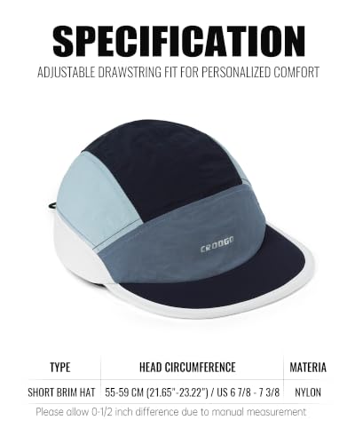 Clakllie Multicolor Short Brim Cap for Men Quick Dry 5 Panel Running Hat - color: Crsb09-navy/Gray