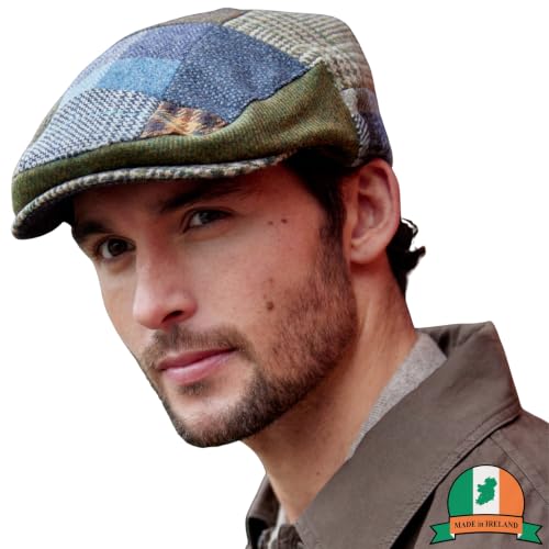 Biddy Murphy Newsboy Flat Cap, 100% Irish Wool - Made in Ireland - color: Multicolor, size: Medium