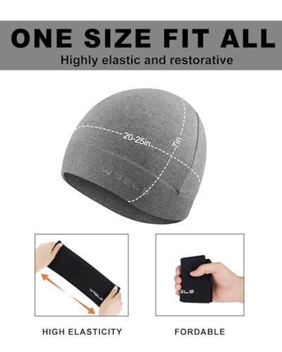 WRELS Winter hat Running Skull Cap Breathable Helmet Liner Cycling Beanie Sweat Wicking Hockey Head Caps for Men Women - color: Grey*2