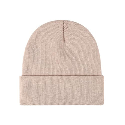 Winter Beanie Men Women Heavyweight Stretch Knit Cuffed Hat - color: Olive,plain