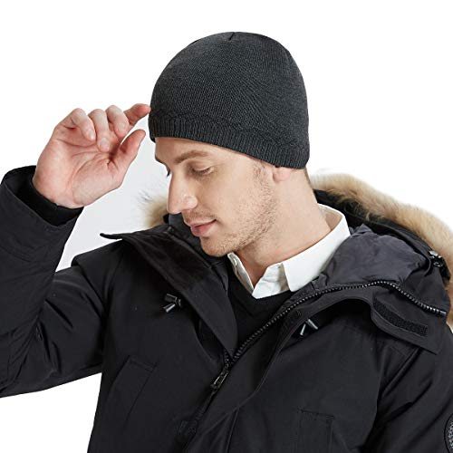 Mens Winter Beanie Hat Warm Knit Cuffed Plain Toboggan Ski Skull Cap (3 Patterns) - color: B3-carbonarius