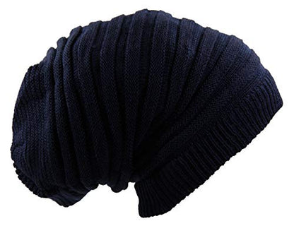 RW Rasta Long Slinky Beanie Hats - color: Navy