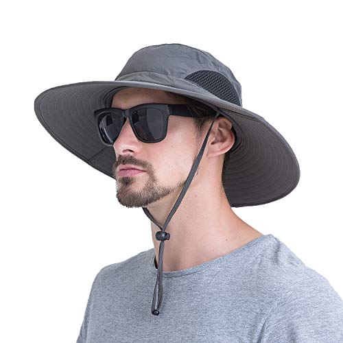 YR.Lover.Outdoor Boonie Men and Women's Hat Sun Protection Waterproof Cap for Safari Fishing Hunting Bucket Hat - color: Dark Gray