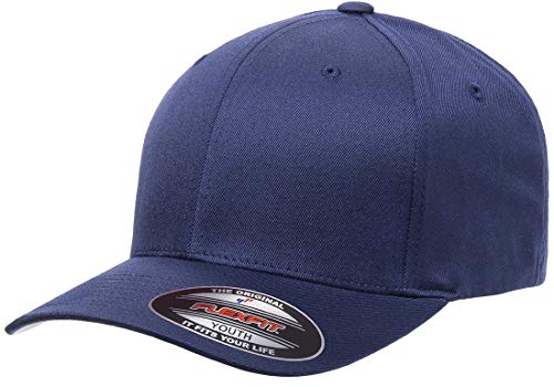 Youth Cotton Blend Cap With Custom Embroidery by Flexfit - color: Navy, size: One Size