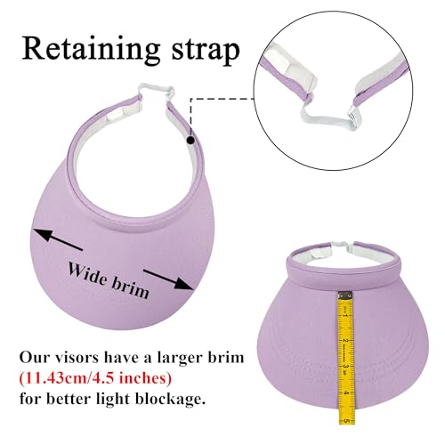 2 Pack Sun Visors Women Wide Brim Clip on Summer Hats Adjustable UV Protection - color: Purple,pink