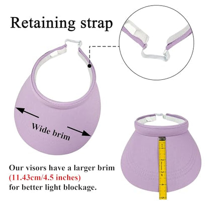 2 Pack Sun Visors Women Wide Brim Clip on Summer Hats Adjustable UV Protection - color: Purple,pink