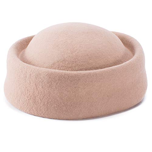 Lawliet Womens 100% Wool Felt Fascinator Hostess Pillbox Millinery Hat Base B028 - color: Camel