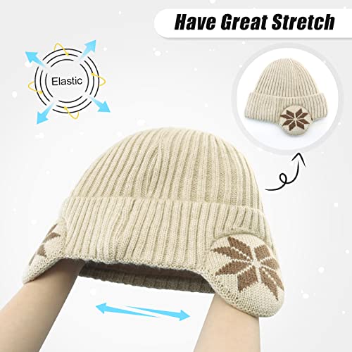 BAVST Hat for Men Knitted Beanie Women Winter Hats Men’s Stretchy Caps Outdoor Beanies Fleece Lined Ear Warmer - color: X-beige