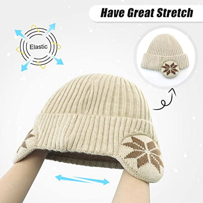 BAVST Hat for Men Knitted Beanie Women Winter Hats Men’s Stretchy Caps Outdoor Beanies Fleece Lined Ear Warmer - color: X-beige