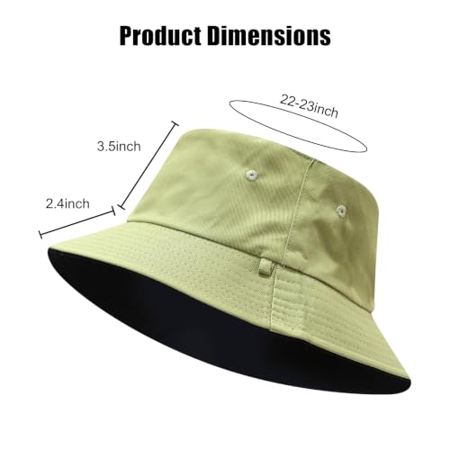 XXL Oversized Reversible Bucket Hat Beach Fisherman Sun Cap with Chin Strap for Women Men - color: Green Black