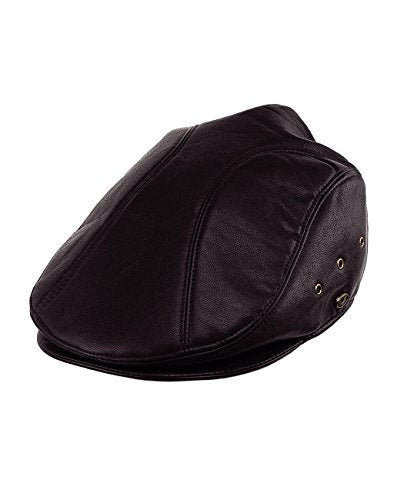 NYFASHION101 Men's Classic Smooth Faux Leather Duck Bill Ivy Newsboy Cap