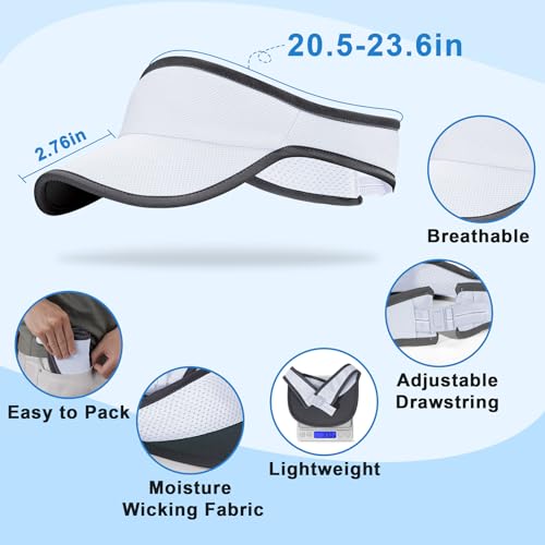 Sports Sun Visor for Men Women, Lightweight Soft Quick-Dry Visor Hat, Packable Tennis Golf Running Visor