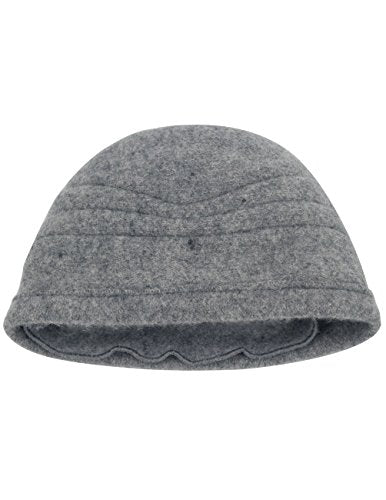 Dahlia Women's Winter Hat - Wool Cloche/Bucket Hat, Slouch, Flower - color: Ruffle Bucket Hat: Gray