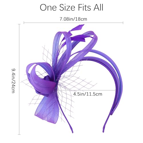 Fascinators Hats for Women, Fascinator Headband Tea Party Hat - color: Purple