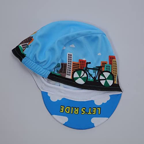 Funny Cycling Cap - Polyester Skull Cycling Hat-Under Helmet -Cartoon Cycling Helmet Liner Breathable&Sweat Uptake - color: Blue