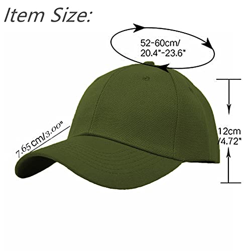Glory Max Plain Baseball Cap Hook & Loop Strap Adjustable Solid Blank Curved Visor Hat - color: Olive