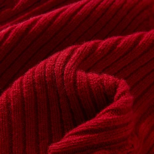 100% Merino Wool Fisherman Beanie Hat, Unisex Warm Winter Hats, Soft Breathable Knitted Short Cuffed Cap - color: Deep Red