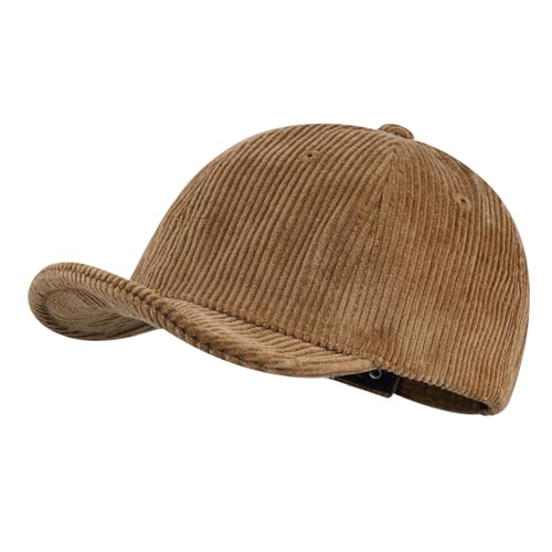 CLAPE Corduroy 5 Panel Hat, Lightweight Breathable Adjustable Soft Flat Brim Baseball Cap Trucker Hat for Outdoor Adventures - color: Gd29-camel